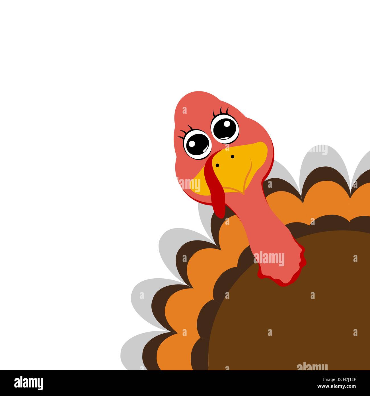 Funny turkey peeking sideways on Thanksgiving Day Stock Vector