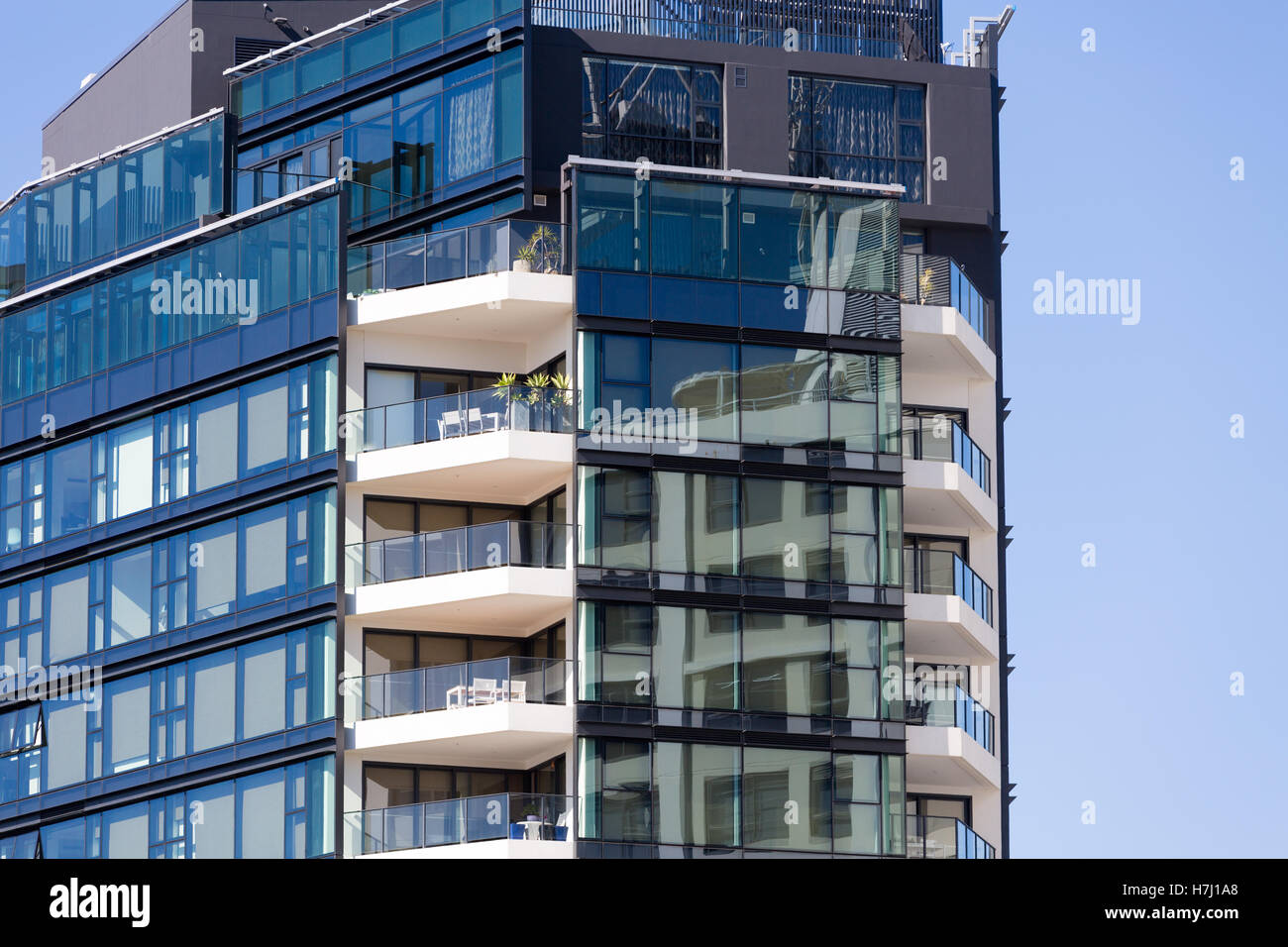 Exterior modern apartment unit building at Milsons Point in Sydney, new