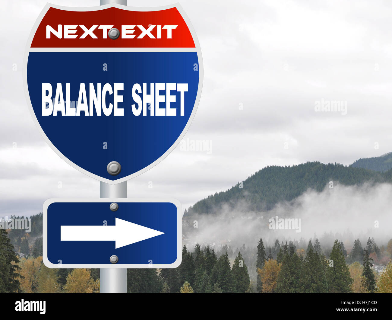 Balance sheet road sign Stock Photo
