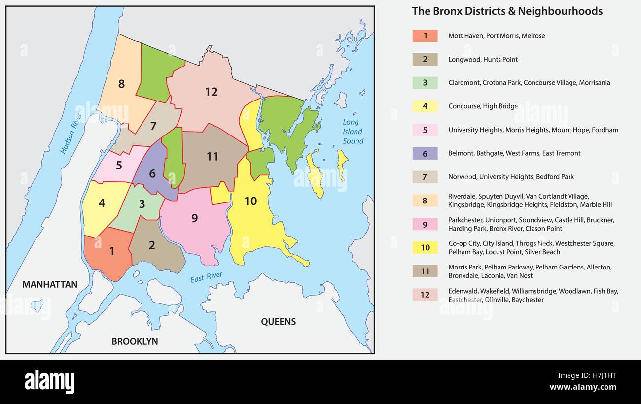 new york city bronx district map Stock Vector