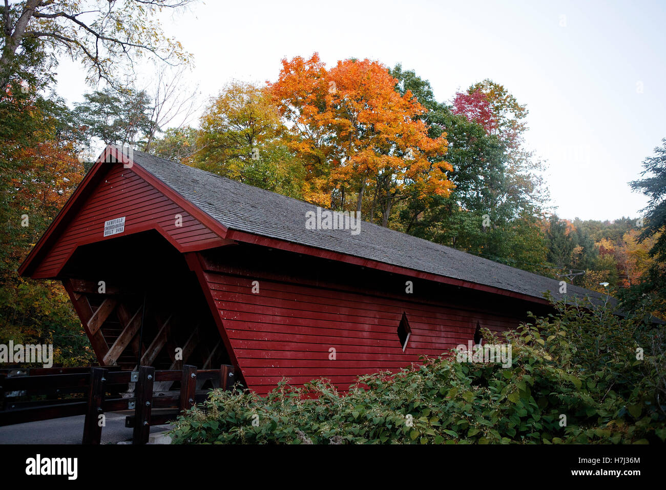 Newfield Covered Bridge, Newfield, New York, United States of America Stock Photo