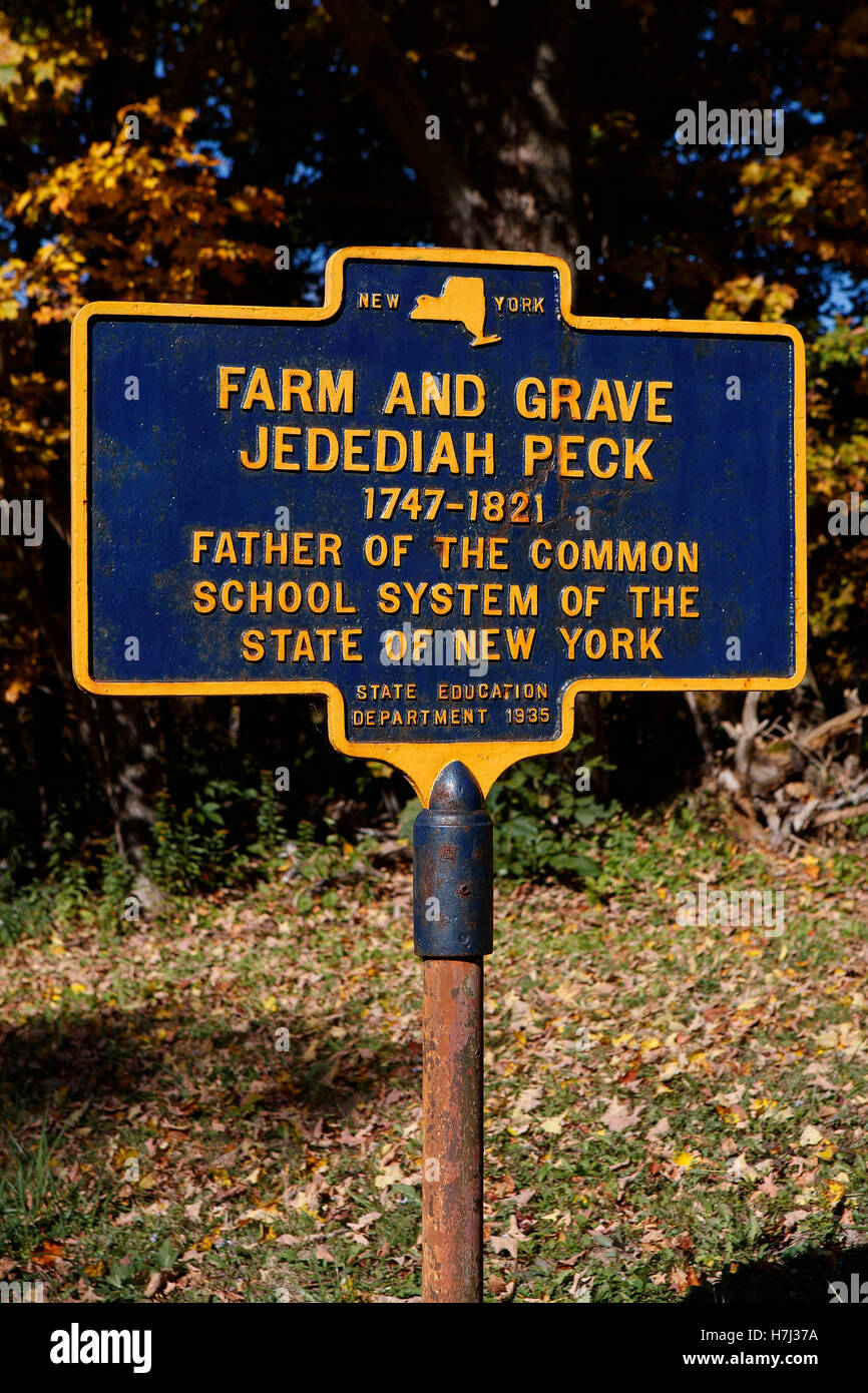 JEDEDIAH PECK FARM AND GRAVE 1747-1821  Father of the common school system of the State of New York.  State Education Stock Photo