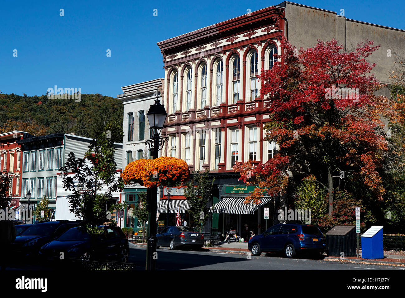 Downtown Main Street Cooperstown, New York, United States of America Stock Photo