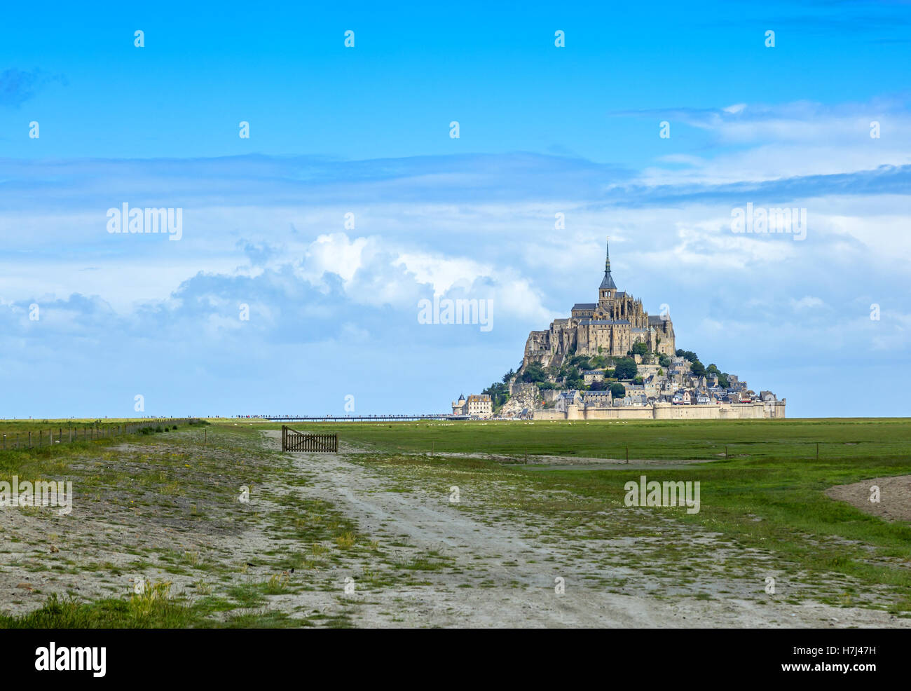 Image of Mont Saint Michel Monastery located in Normandy in North of France. This is one of the most visited sights from France. Stock Photo