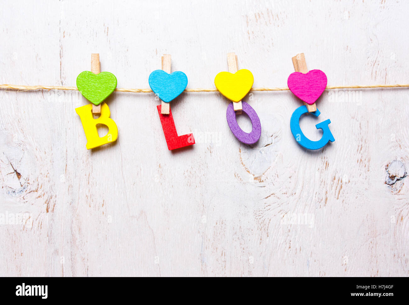 the word 'blog' of colored letters on a white background Stock Photo