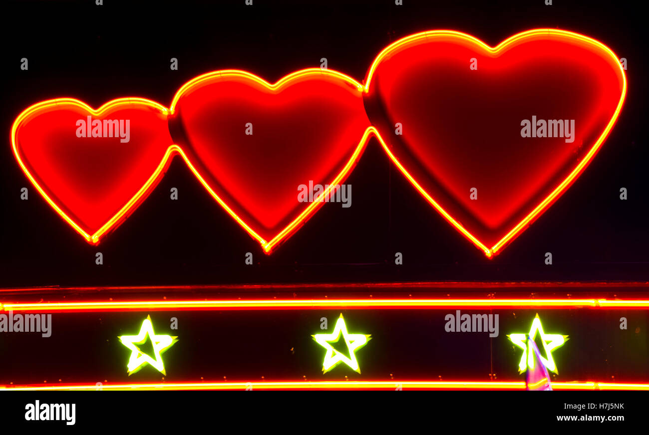 Illuminated red hearts, red light district, Paris, France, Europe Stock Photo Alamy