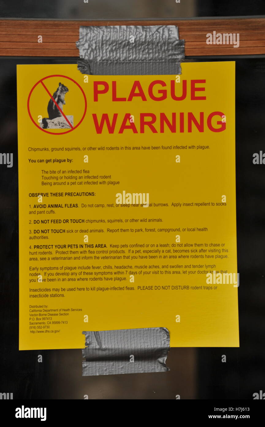 Plague Warning Sign Glacier Point Yosemite National Park California Usa Credit Kraig Lieb Stock Photo Alamy