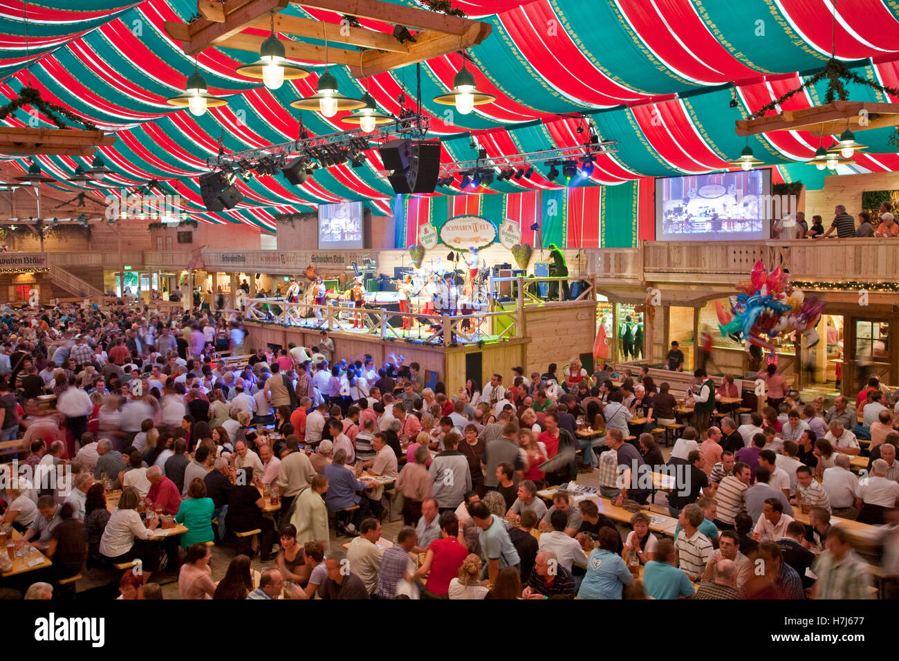 Crowded beer tent at the Stuttgart Beer Festival, Schwabenwelt