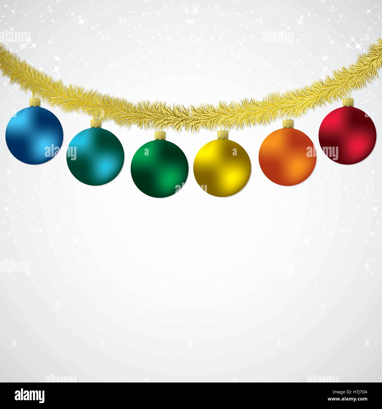 Christmas bauble and tinsel starry background in vector format Stock
