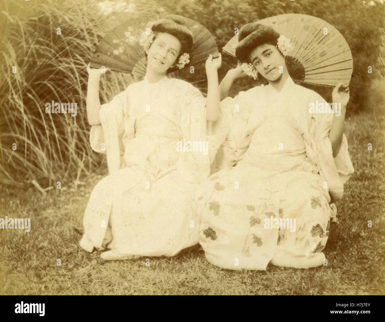 Two women dressed with kimono, Italy Stock Photo