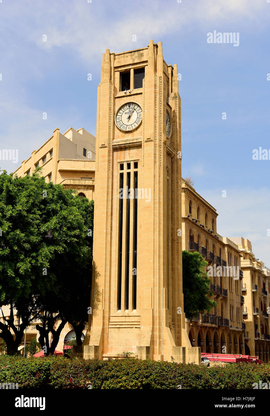 Art Deco clock tower, Nejmeh Place, Downtown, Beirut, Lebanon Stock