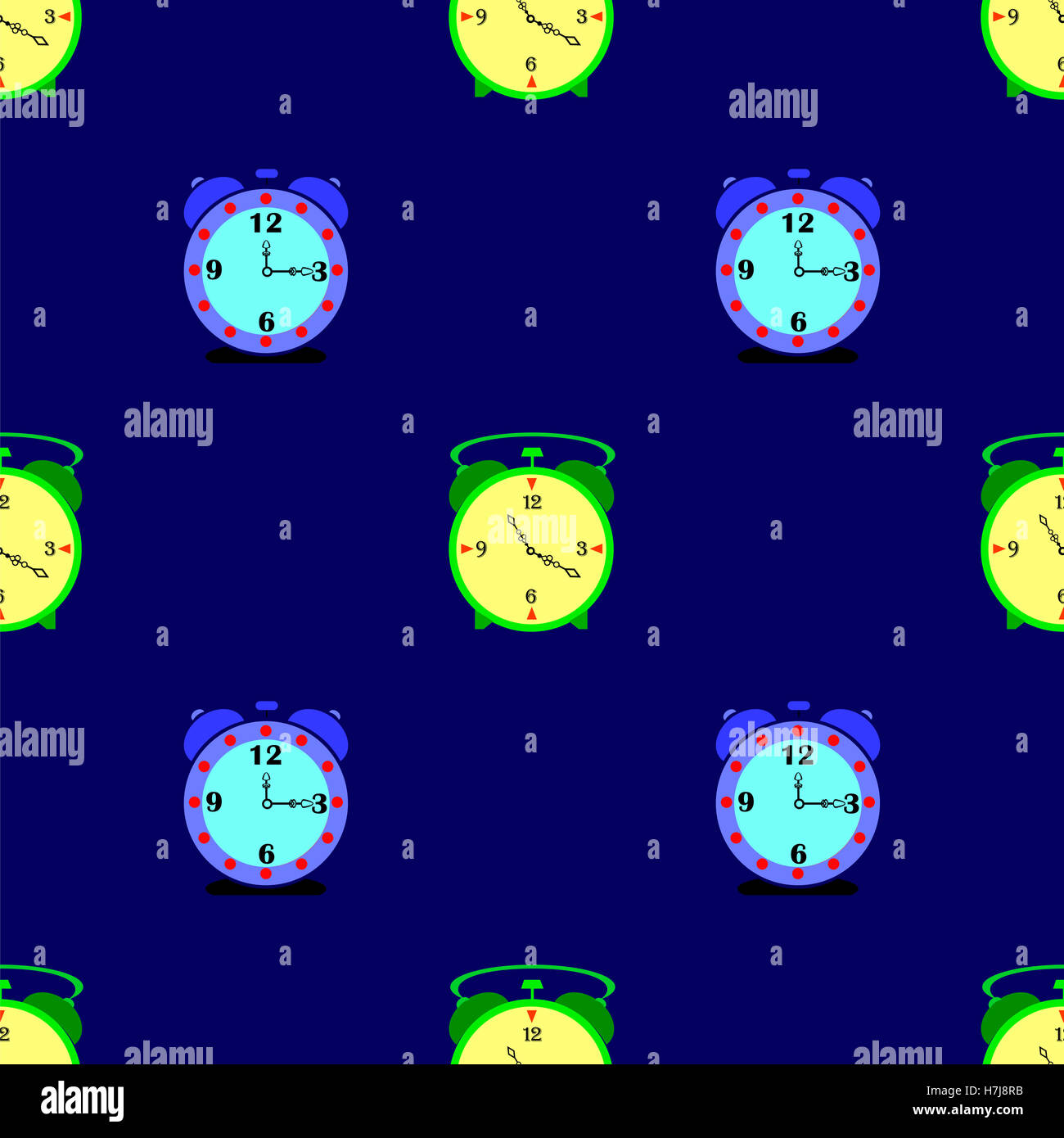 Alarm Clock Seamless Pattern Stock Photo - Alamy