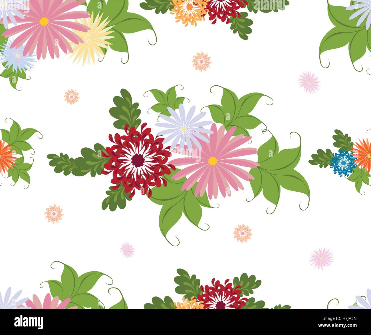 Vector seamless pattern with flowers on a homogeneous black background ...