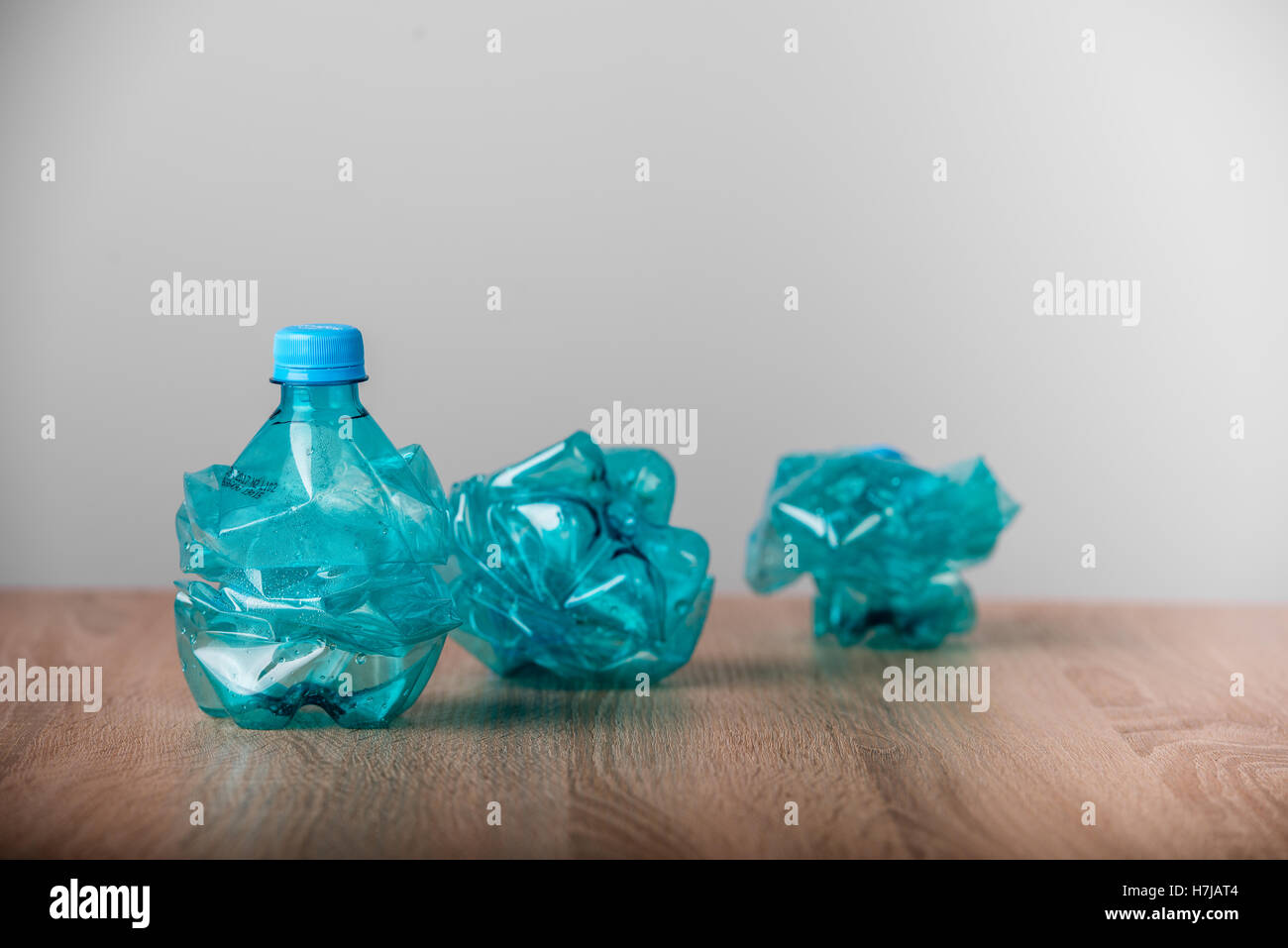 set of blue empty plastic water bottles Stock Photo Alamy