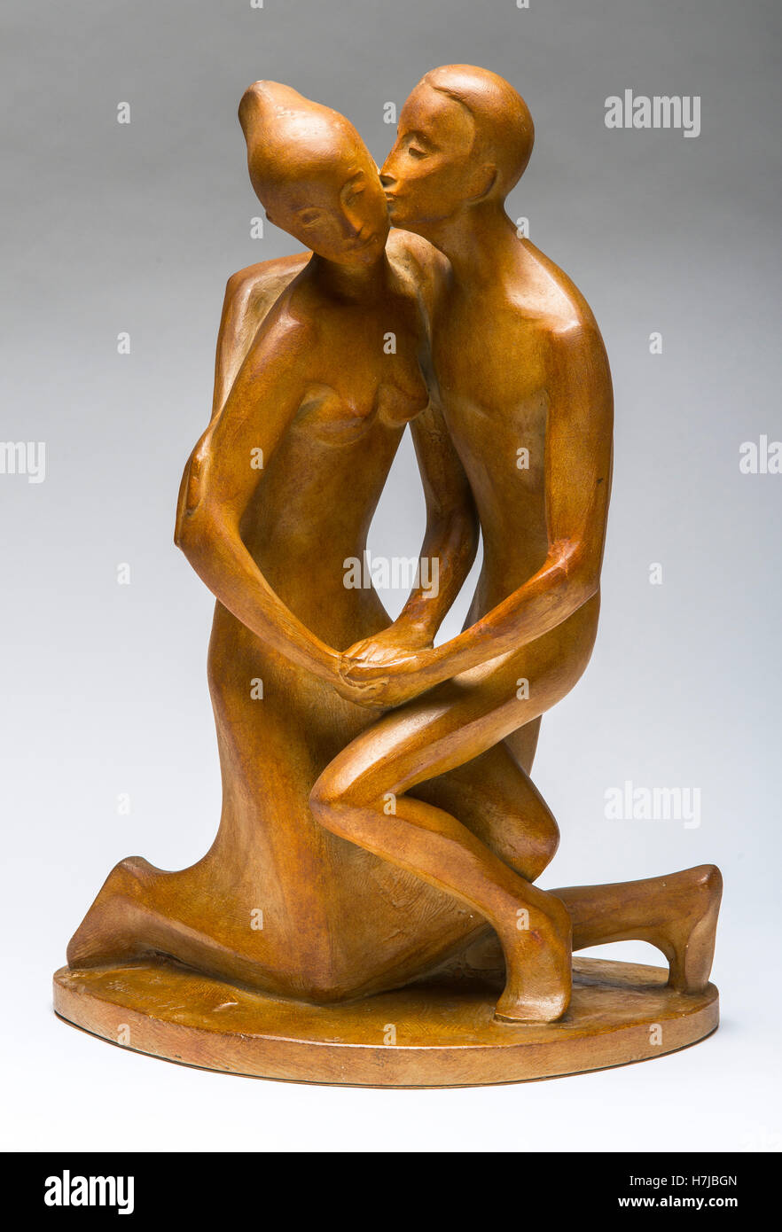 Kneeling couple, patinated plaster sculpture 1957 by French sculptor Jean Henninger Stock Photo