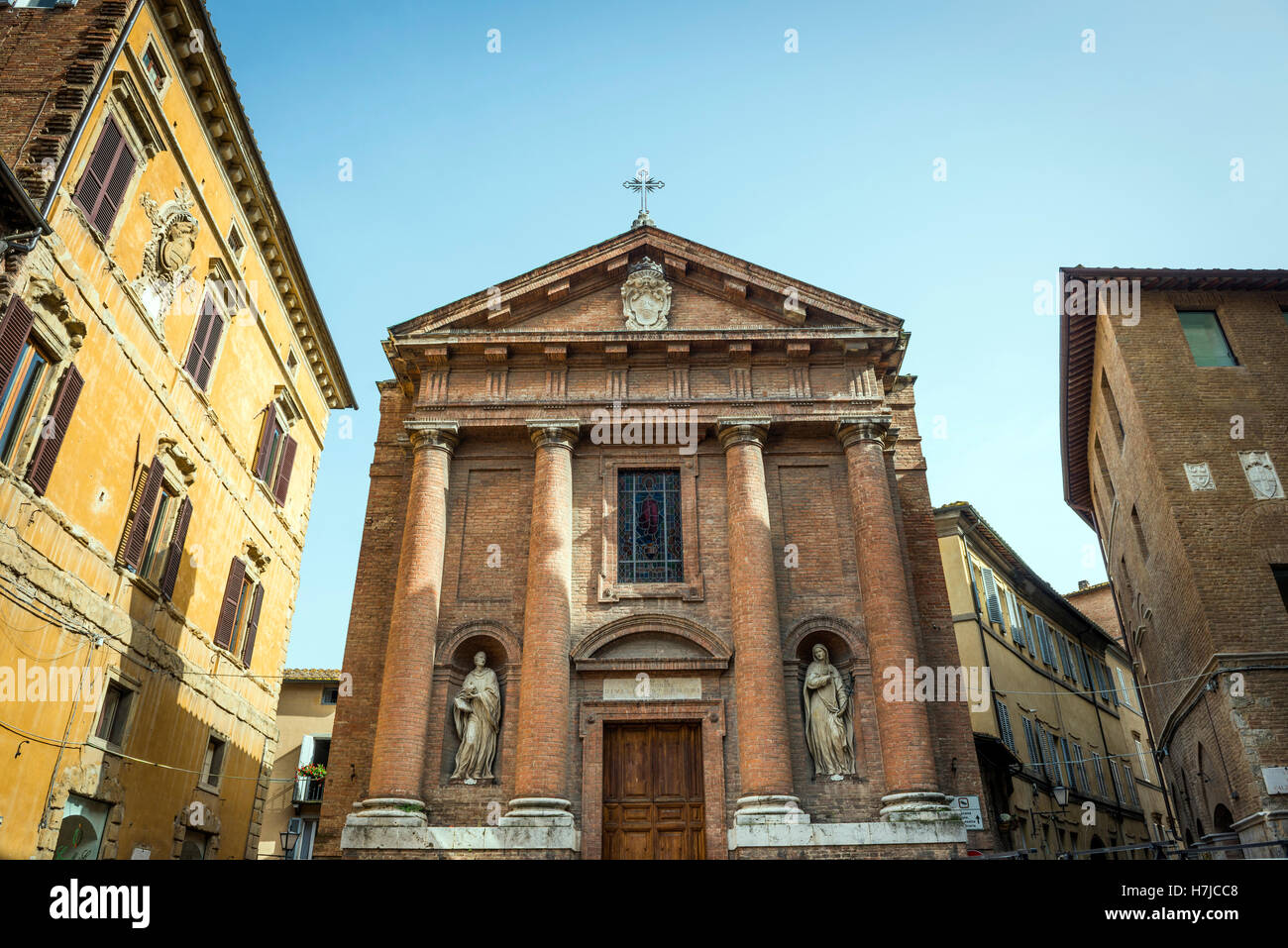 San Cristoforo church in Piazza Tolomei, Siena, Tuscany, Italy Stock Photo