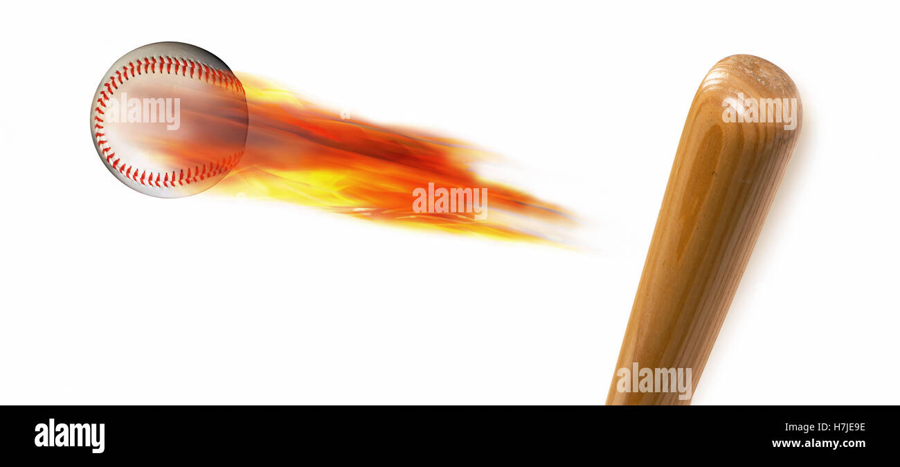 Baseball on fire and bat with room for your type Stock Photo Alamy