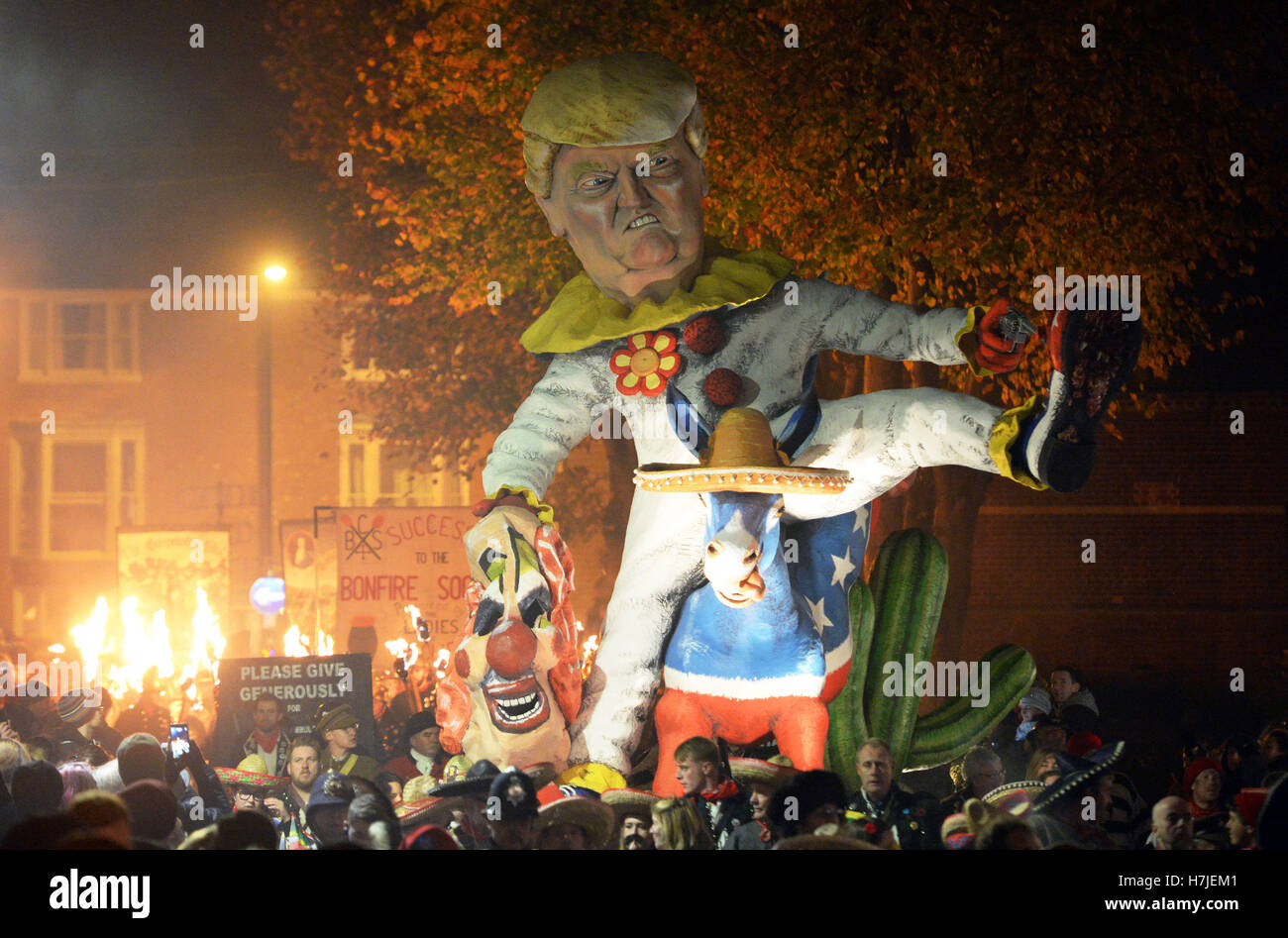 Participants parade through the town of Lewes in East Sussex as Donald ...