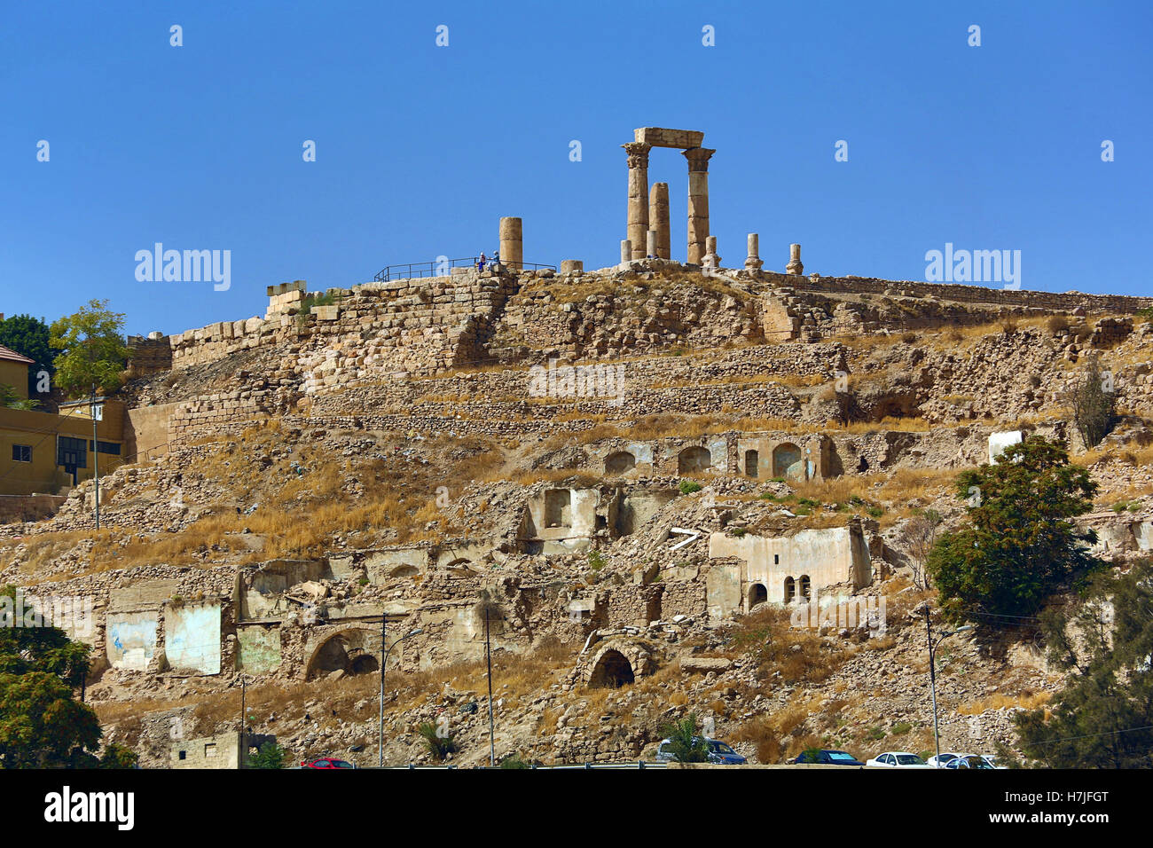 The Temple of Hercules in the Amman Citadel, Jabal Al-Qala, Amman, Jordan Stock Photo