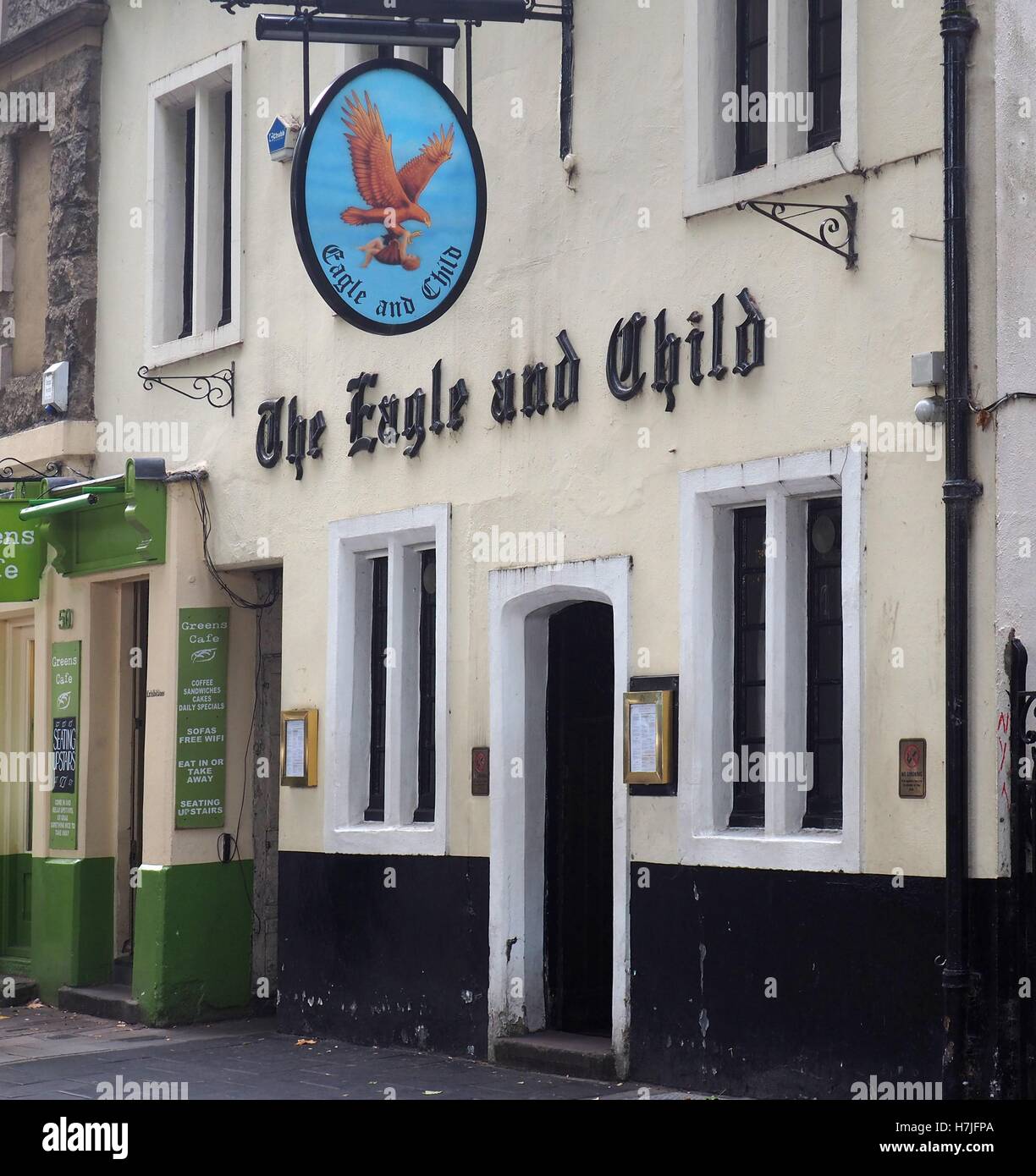 OXFORD - SEPTEMBER 2016:  The Eagle and Child pub where Tolkien and C.S. Lewis used to drink with their friends. Stock Photo