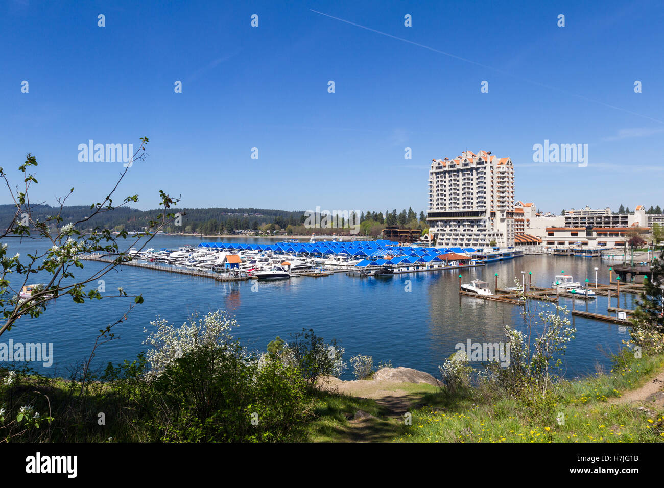 Coeur d' Alene, Idaho April 20 Beautiful resort and marina viewed