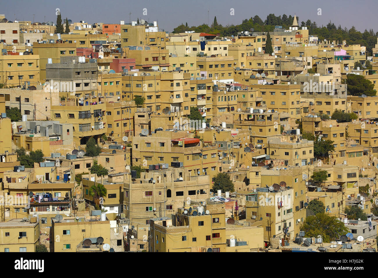 Cityscape of houses and buildings in the Old City, Amman, Jordan Stock Photo