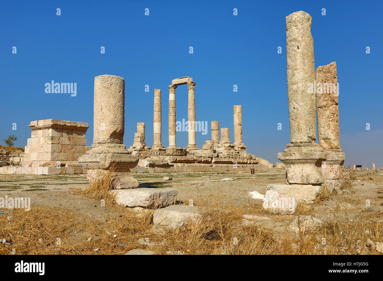 The Temple of Hercules in the Amman Citadel, Jabal Al-Qala, Amman, Jordan Stock Photo