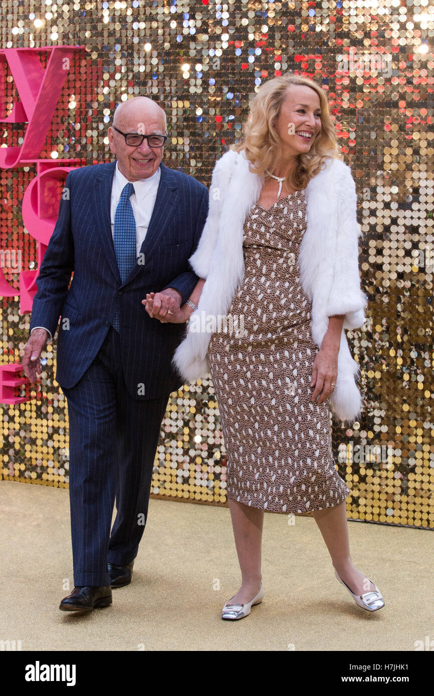 Rupert Murdoch and Jerry Hall attend the Absolutely Fabulous movie premiere in Leicester Square, London Stock Photo