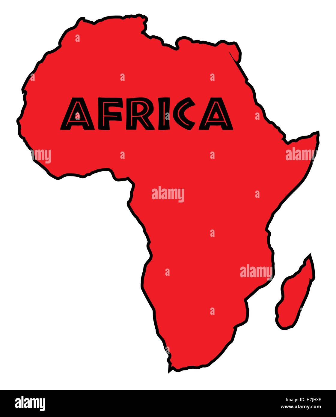 Red silhouette outline map of Africa over a white background Stock Vector