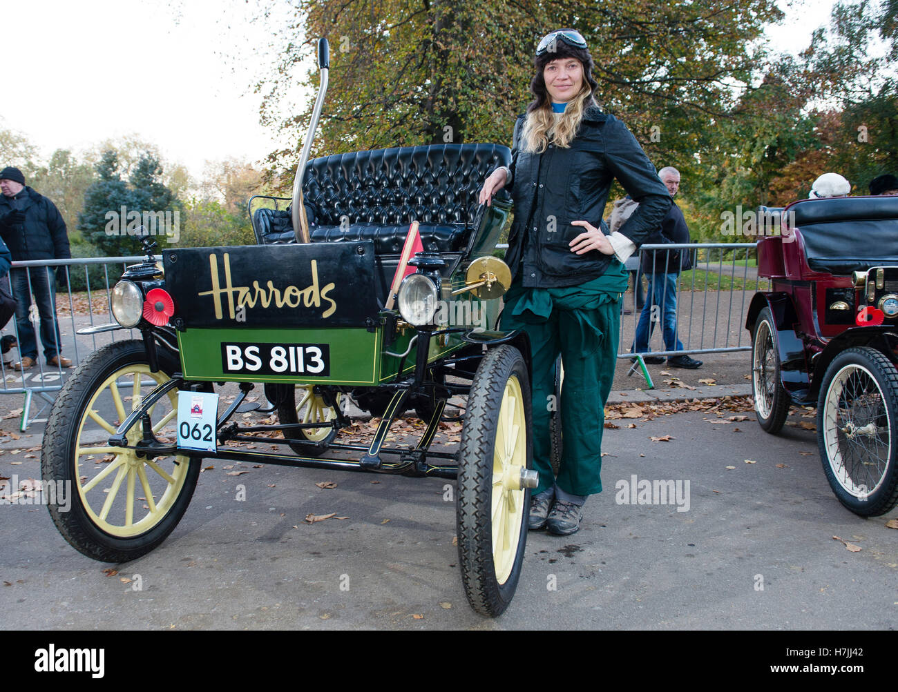 Jodie Kidd poses for a photo at Hyde Park Corner in London as she