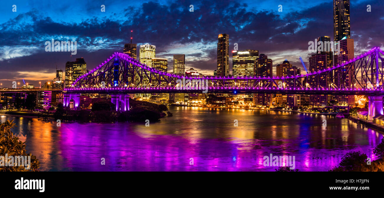 Brisbane city night panorama hires stock photography and images Alamy