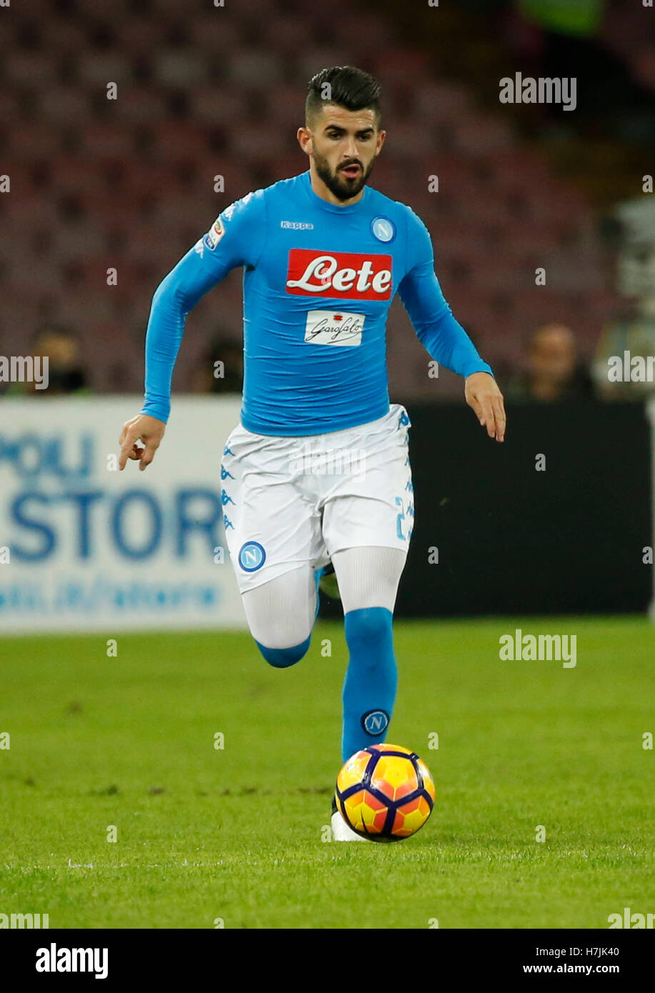 Faouzi Ghoulam  during the  italian serie a soccer match,between SSC Napoli and Lazio      at  the San  Paolo   stadium in Naples  Italy , November 06, 2016 (Photo by Ciro De Luca / Pacific Press) Stock Photo