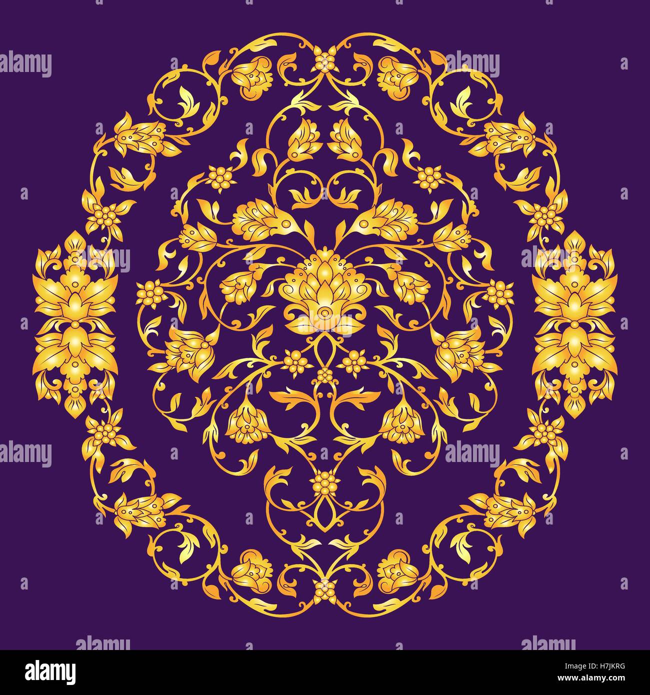 Vector ornate elemen in Eastern style on deep violet background ...