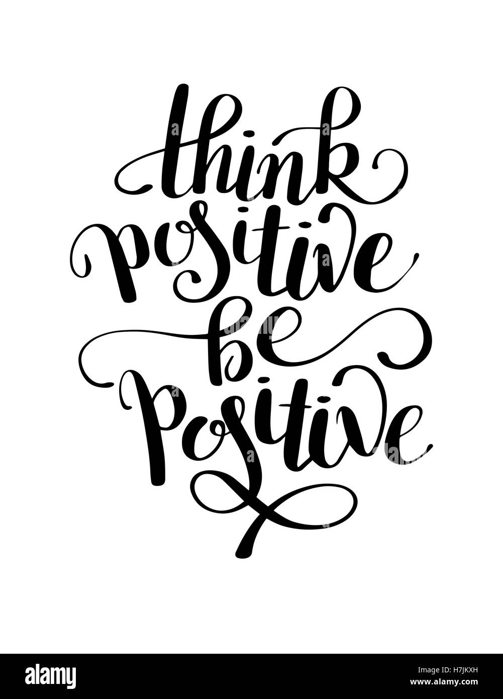 think positive handwritten inscription poster, quote tipographic Stock ...