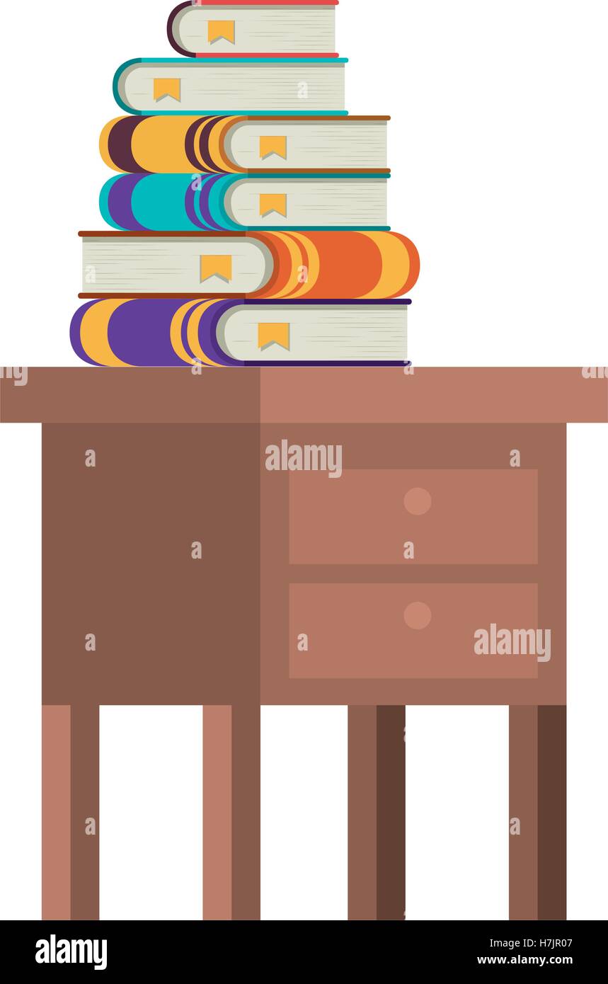 Books over table icon. Education literature read and library theme ...