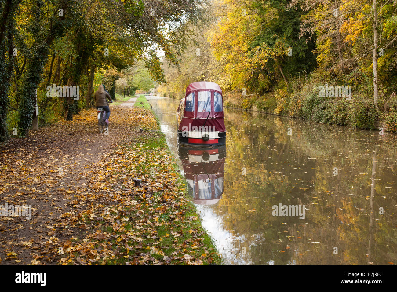The Kennet and Avon canal at Avoncliff during autumn, near Bradford on Avon, Wiltshire, England, UK Stock Photo
