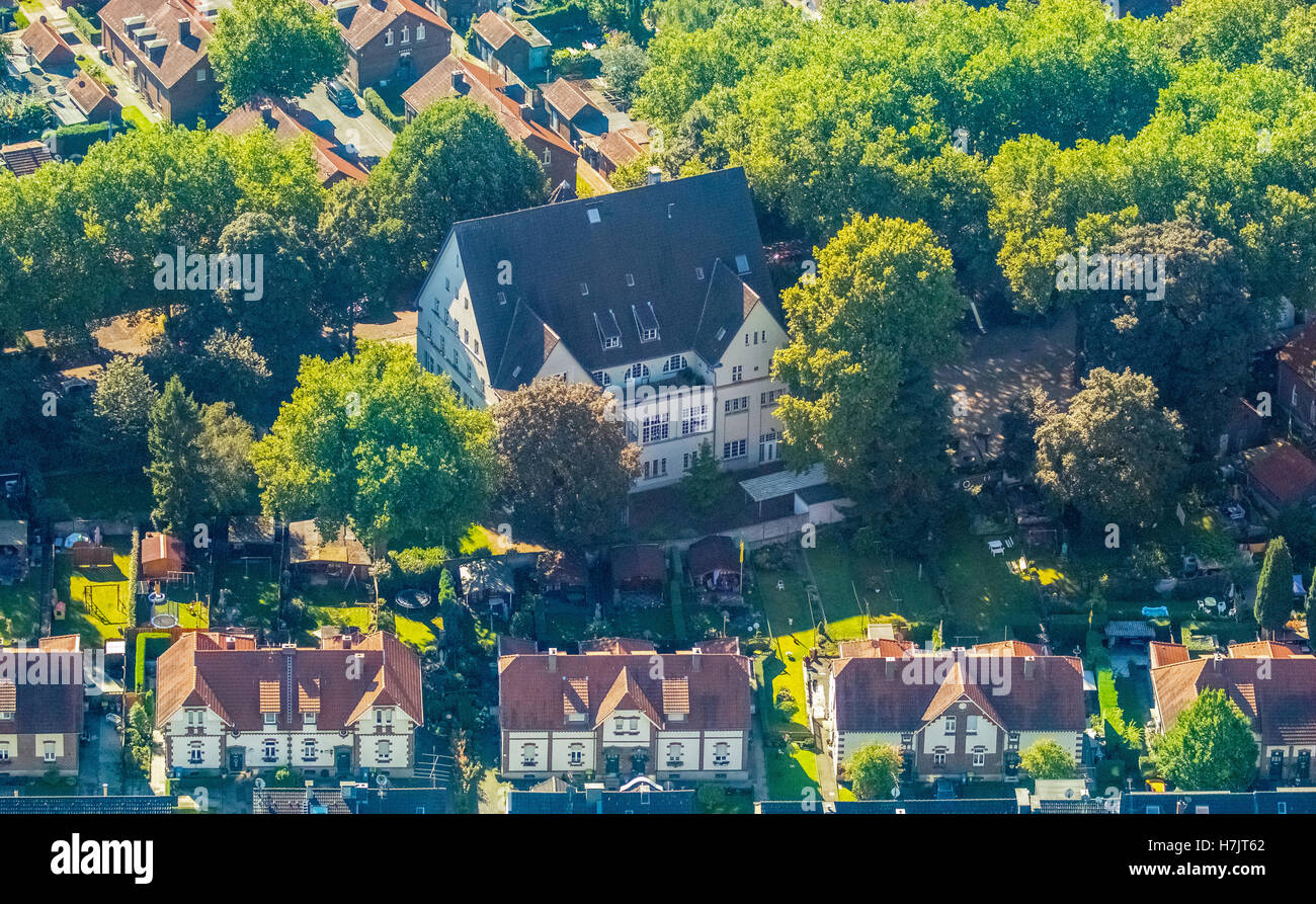 Aerial view, Oberhausen officials colony Grafenbusch, historic housing