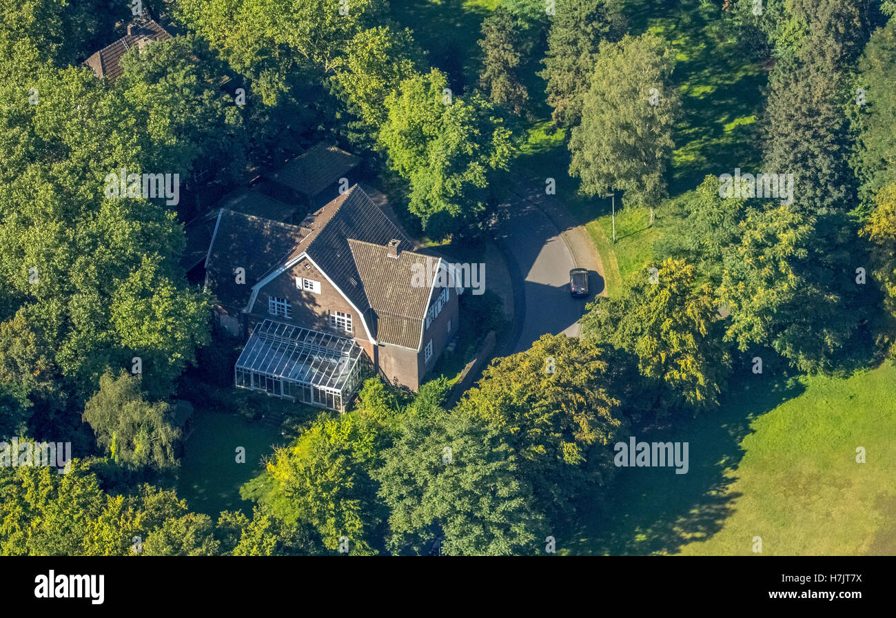 Aerial view, Oberhausen officials colony Grafenbusch, historic housing