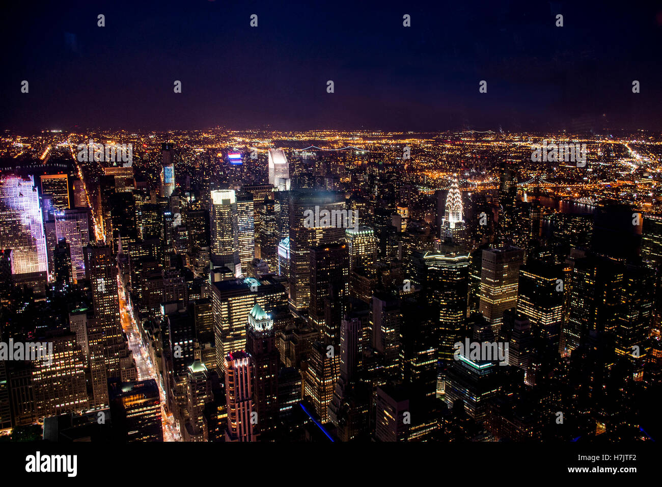 New York City USA Skyline the Big Apple illumination by night 3 Stock ...