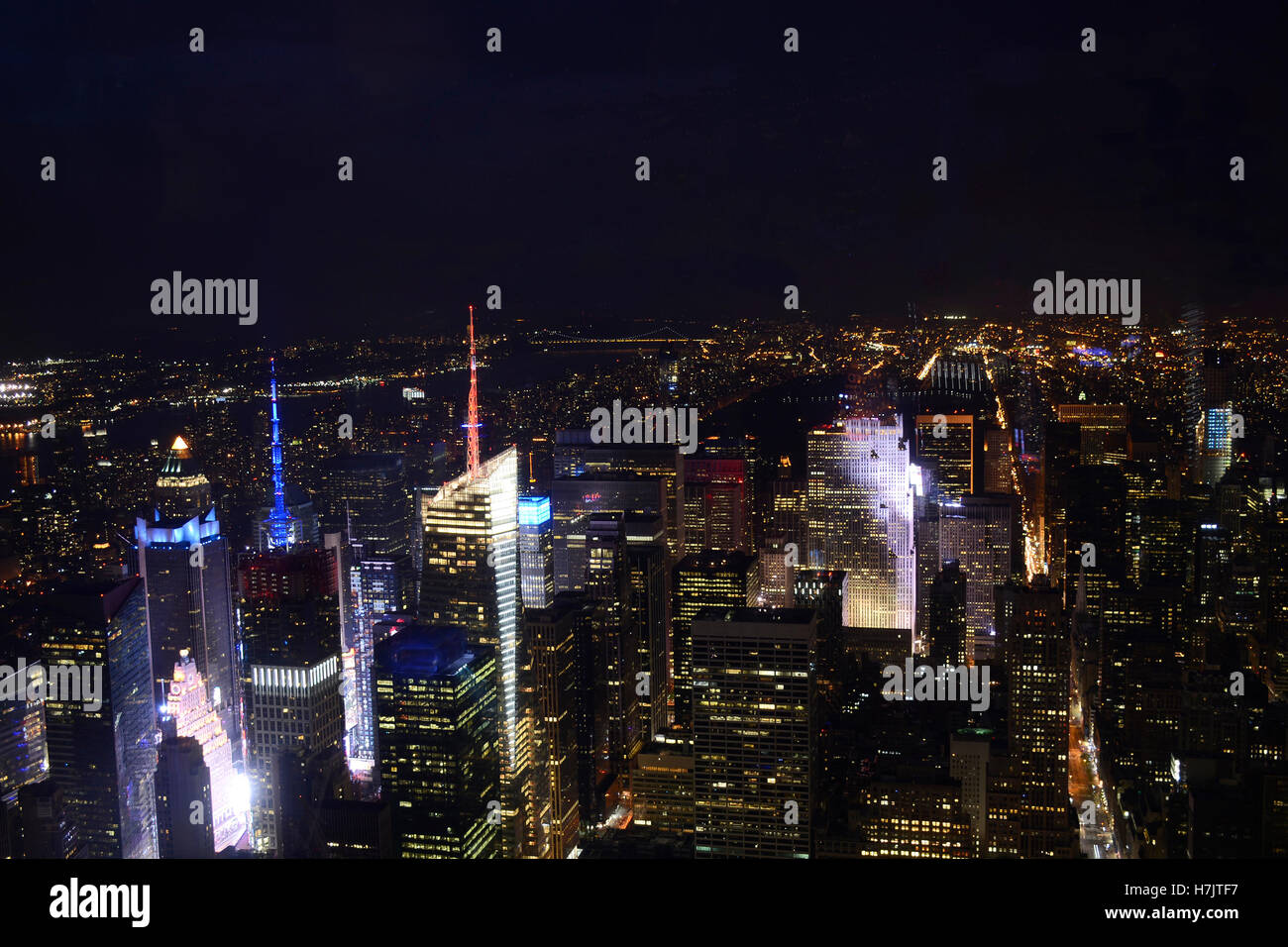 New York City USA Skyline the Big Apple illumination by night 4 Stock ...
