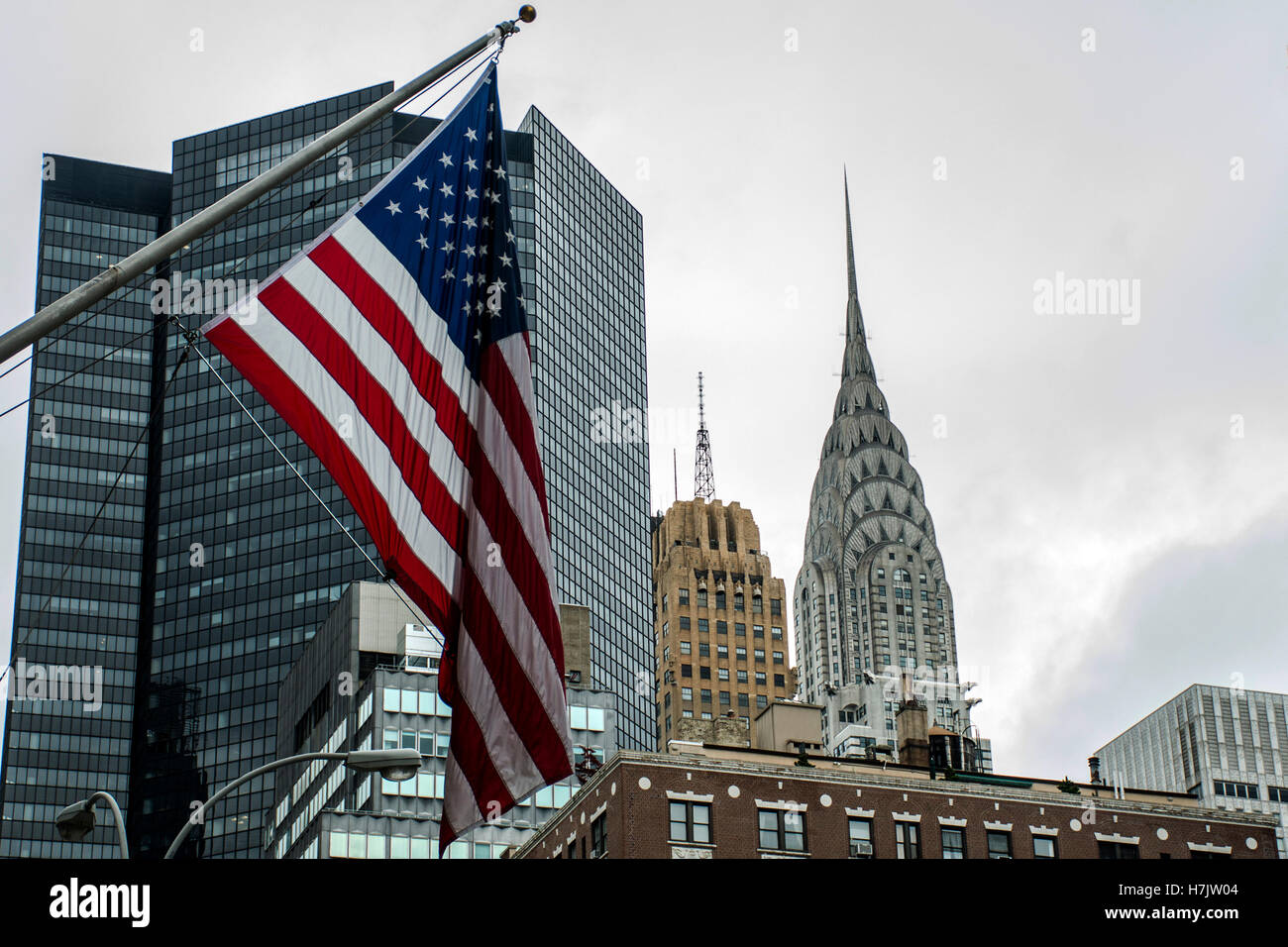American flag New York City USA Skyline the Big Apple Stock Photo - Alamy