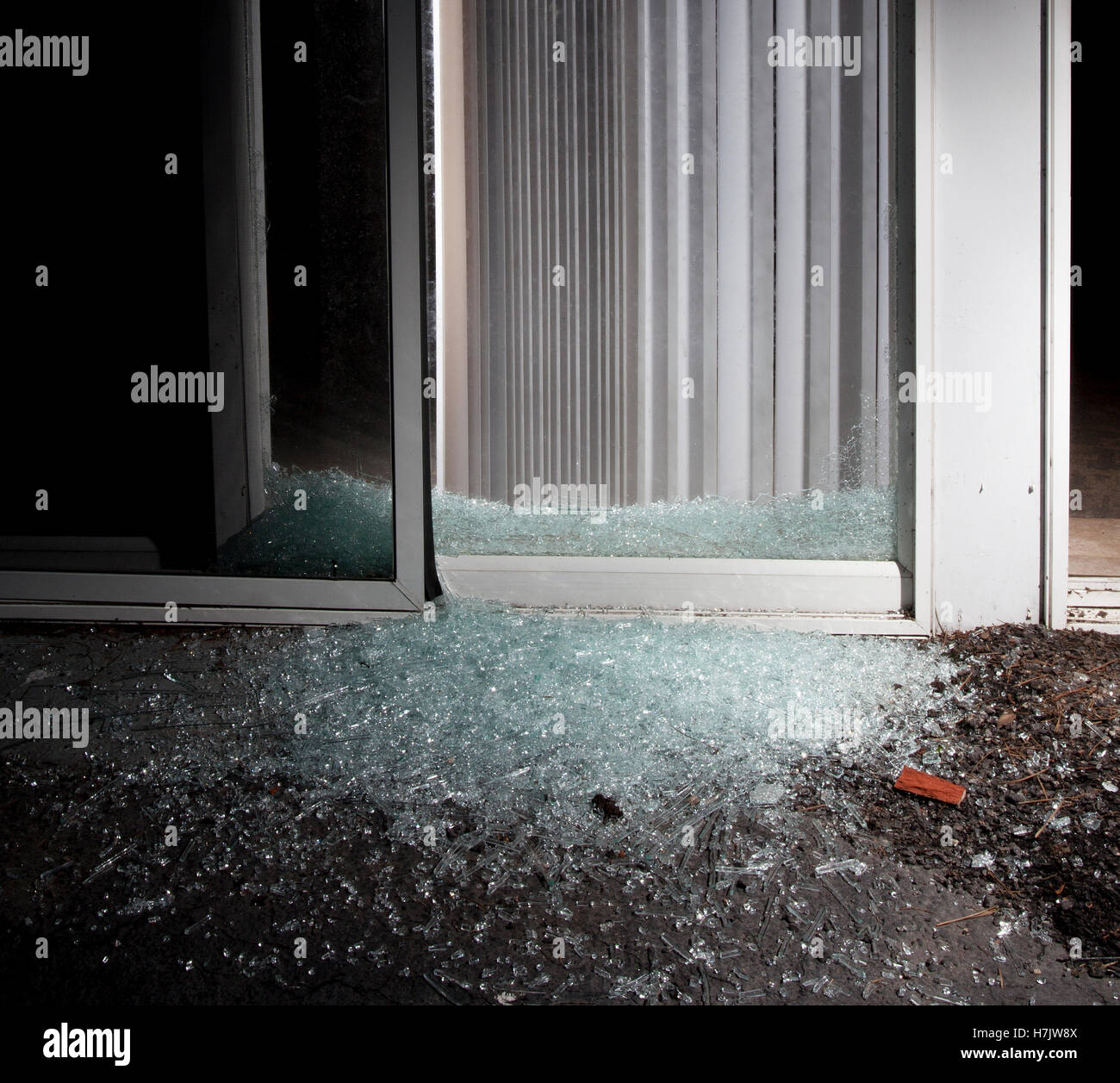 Sliding Glass Door Shattered Home Stock Photos Sliding Glass Door A Criminal Shattered To Enter Home Stock Image