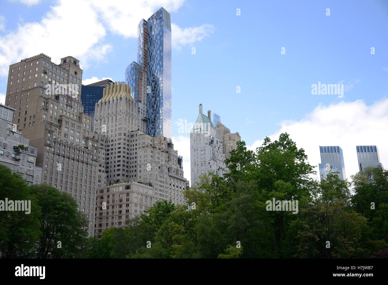 New York City USA Skyline from central Park trees Big Apple 2 Stock ...