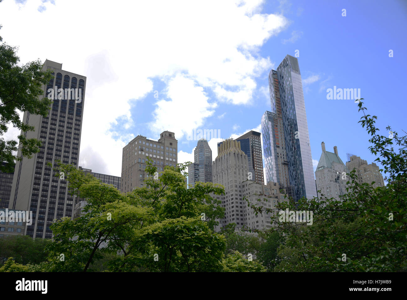 New York City USA Skyline from central Park trees Big Apple 3 Stock ...