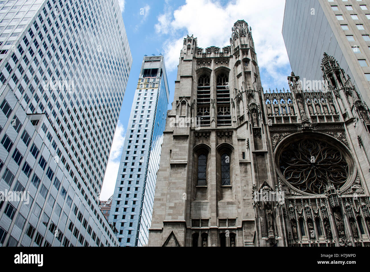 New York City USA Chruch contrast Skyline the Big Apple Skyscraper ...