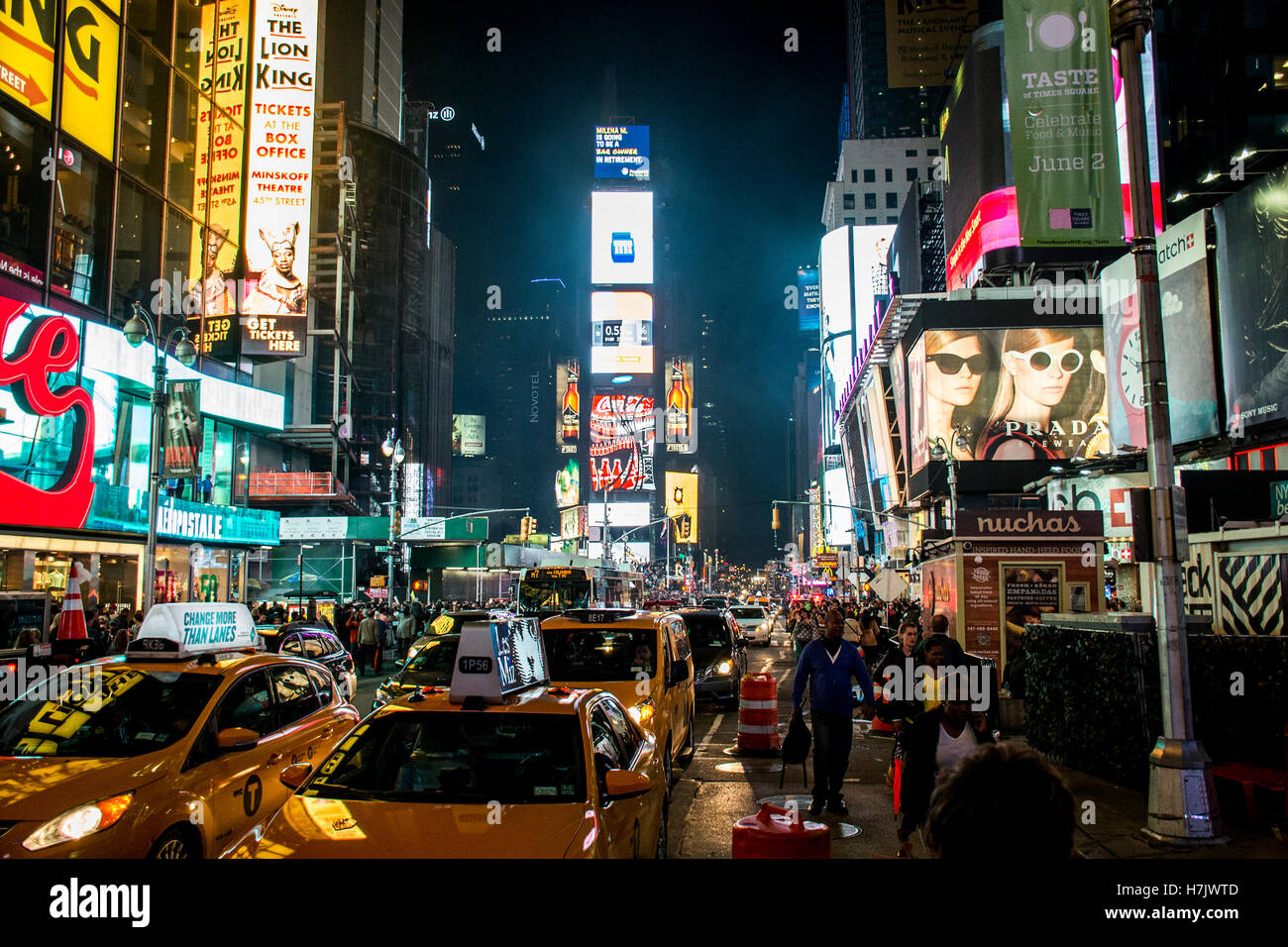 Times Square by night in New York City United States Skyline 25.05.2014 Stock Photo