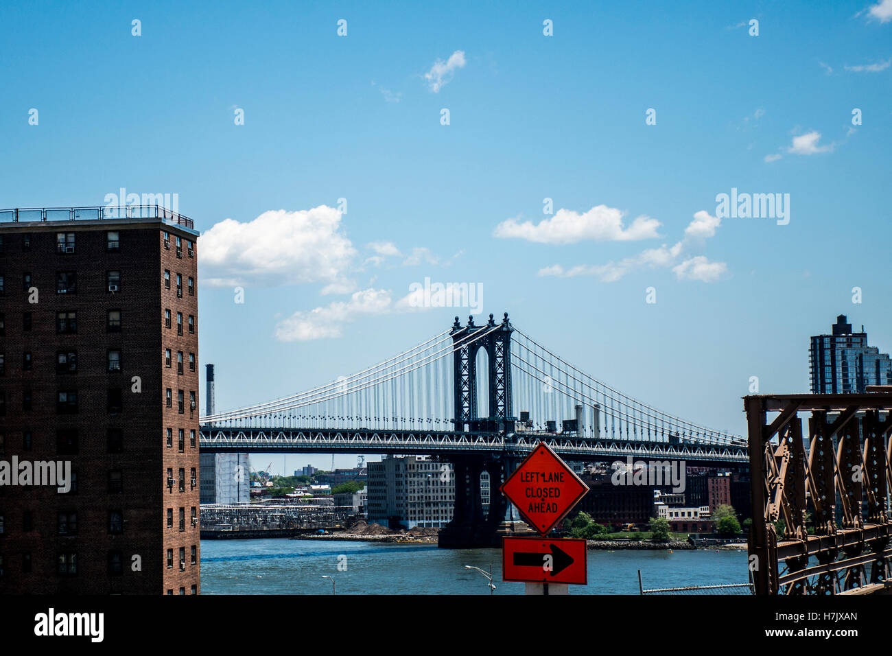 New York City USA Skyline the Big Apple Bridge over Hudson river Stock