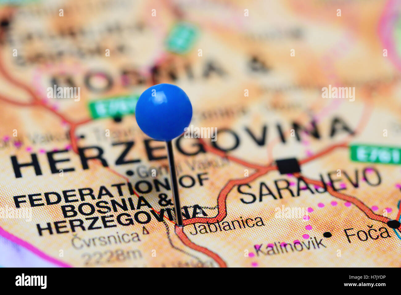 Jablanica pinned on a map of Bosnia and Herzegovina Stock Photo Alamy