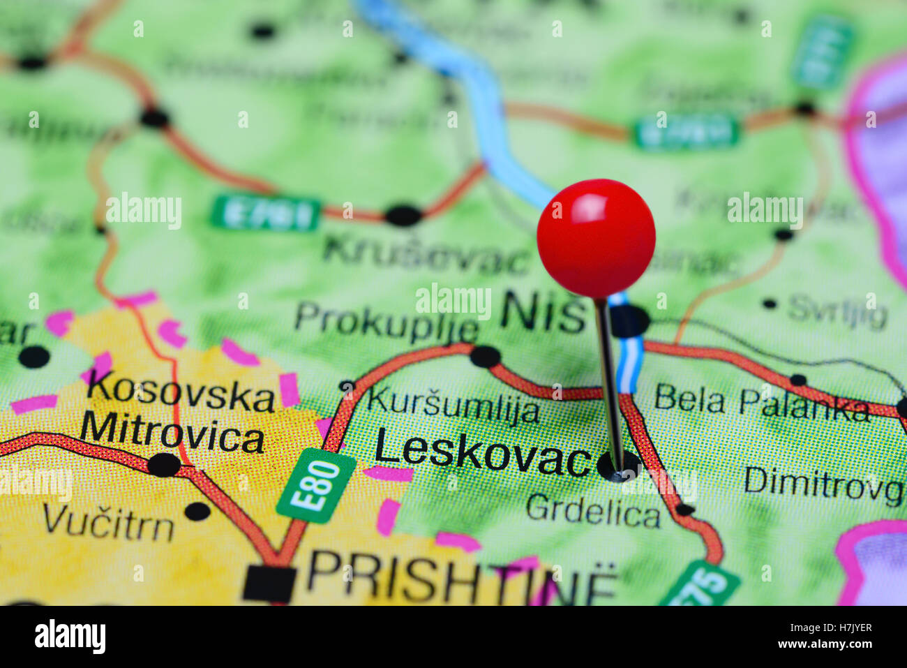 Leskovac pinned on a map of Serbia Stock Photo - Alamy