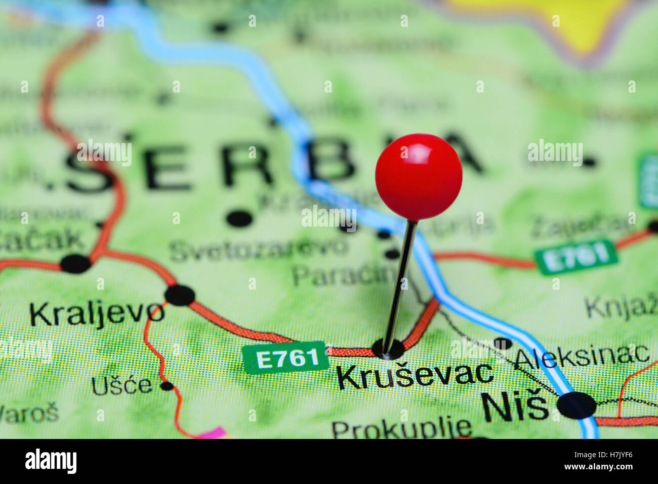 Krusevac pinned on a map of Serbia Stock Photo Alamy
